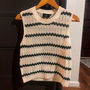 CALENA striped Cream & Green knit top.